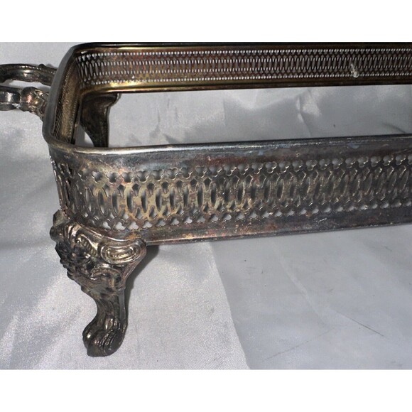 Vintage Silver Plated Footed Casserole Dish Holder Serving Tray 14.5 x 9.5 in - Picture 3 of 10